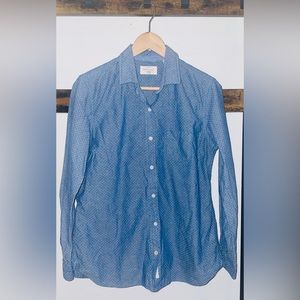 WEATHERPROOF ® VINTAGE LADIES' LONG SLEEVE POLKA DOT SHIRT DENIM/WHITE SIZE L